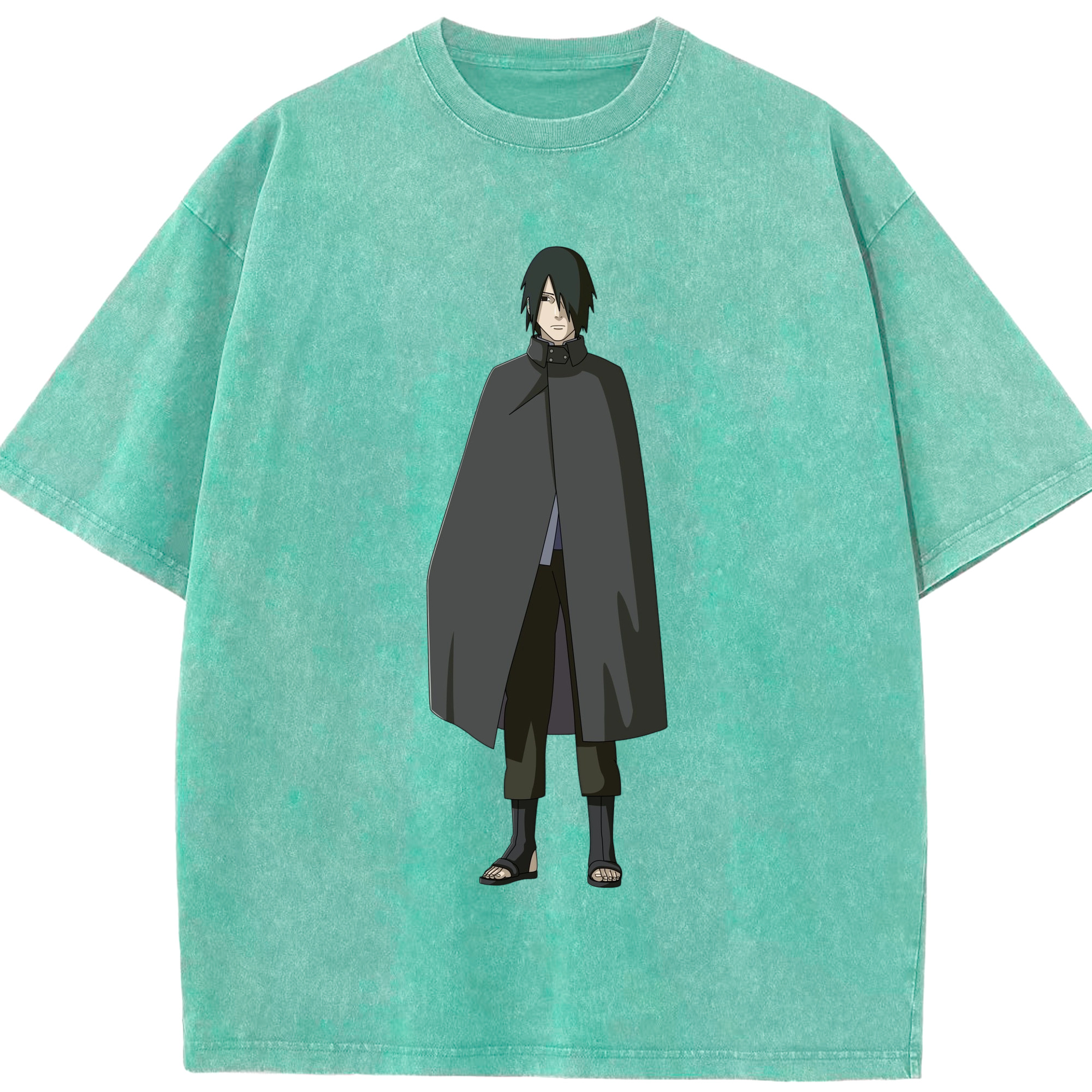 （画像用） NARUTO -ナルト- うちは サスケ Uchiha Sasuke 綿100% ヴィンテージ風 半袖Tシャツ（フロントプリント）